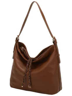 Sac porté épaule camel fantaisie avec anse réglable et multiples poches