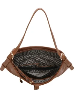 Sac porté épaule camel fantaisie avec anse réglable et multiples poches