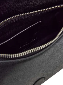 Sac porté épaule en coton noir uni muni d'une anse et d'un porte-clé
