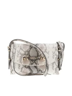 Sac à porté épaule imprimé python avec rabat à pression et logo de la marque
