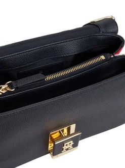 Sac à porté épaule marine uni effet texturé avec détails dorés