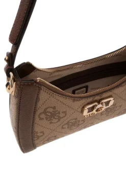 Sac à porté épaule marron orné d'un motif monogramme et pourvu d'une anse plate