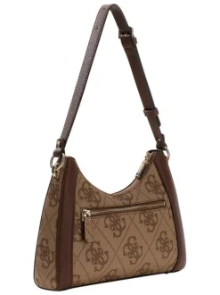 Sac à porté épaule marron orné d'un motif monogramme et pourvu d'une anse plate