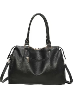 Sac porté épaule noir avec une bandoulière amovible et fermeture à glissière