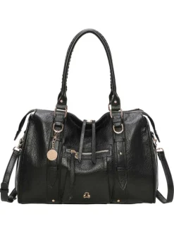 Sac porté épaule noir avec une bandoulière amovible et fermeture à glissière