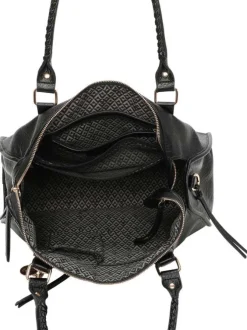 Sac porté épaule noir avec une bandoulière amovible et fermeture à glissière