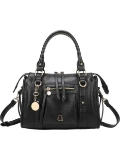 Sac porté épaule noir avec une bandoulière amovible et fermeture à glissière