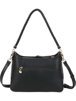 Sac porté épaule noir en maille ajourée avec anse et bandoulière amovibles