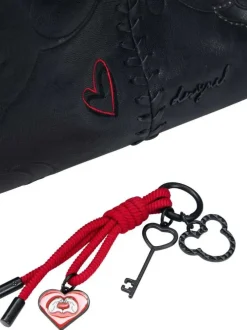 Sac porté épaule noir à imprimé pourvu d'une anse et d'une bandoulière