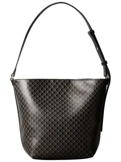Sac porté épaule noir muni d'une anse ajustable avec des motifs monogrammes