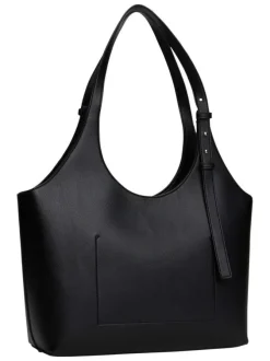 Sac porté épaule noir pourvu du nom de la marque doré embossé