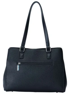 Sac porté épaule noir uni avec deux anses et une fermeture à zip