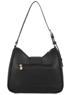Sac porté épaule noir uni avec détails dorés et anse réglable