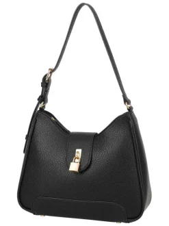 Sac porté épaule noir uni avec détails dorés et anse réglable