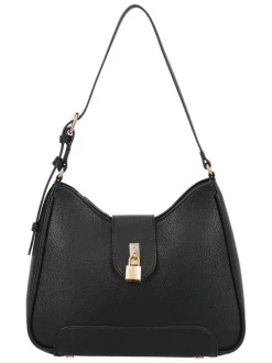 Sac porté épaule noir uni avec détails dorés et anse réglable