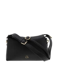 Sac porté épaule noir uni avec détails dorés et 3 poches zippées