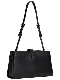 Sac porté épaule noir uni avec fermeture aimantée et logo doré