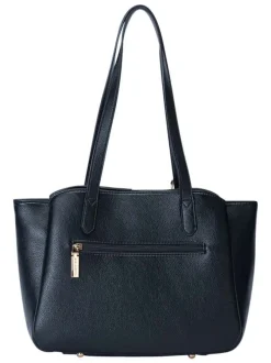 Sac porté épaule noir uni avec fermeture à zip et à pressions