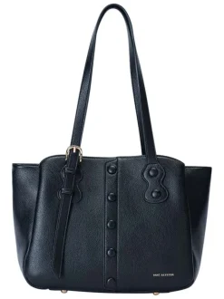 Sac porté épaule noir uni avec fermeture à zip et à pressions