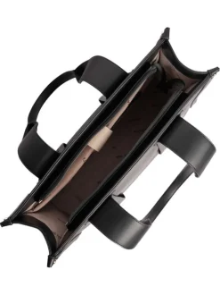 Sac porté épaule noir uni avec fermeture à zip muni de 2 anses