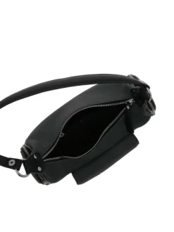 Sac porté épaule noir uni avec une poche à rabat pression à l'avant
