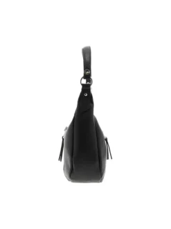 Sac porté épaule noir uni effet grainé avec une fermeture zippée