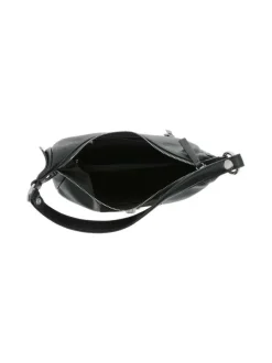 Sac porté épaule noir uni effet grainé avec une fermeture zippée