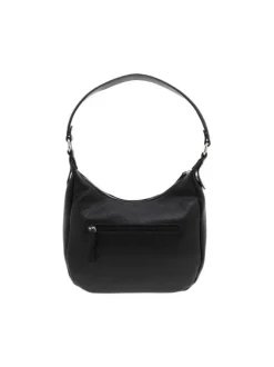Sac porté épaule noir uni effet grainé avec une fermeture zippée