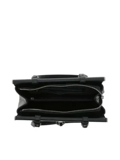 Sac porté épaule noir uni effet grainé avec zip et détails chromés