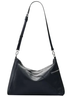 Sac porté épaule noir uni muni d'une anse et d'une bandoulière