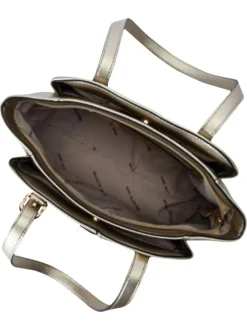 Sac porté épaule or uni avec deux anses et fermeture à zip et pressions