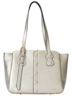Sac porté épaule or uni avec deux anses et fermeture à zip et pressions