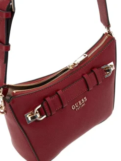 Sac à porté épaule rouge pourvu d'une fermeture zippée dorée