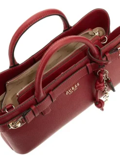 Sac rouge uni porte-mains et à bandoulière avec nom de la marque