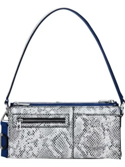 Sacs amovibles porté épaule bleu et python ornés du logo de la marque