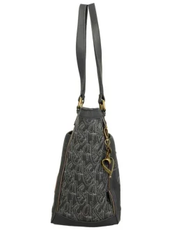 Sac shopping anthracite pourvu de multiples poches et orné de motifs exclusifs