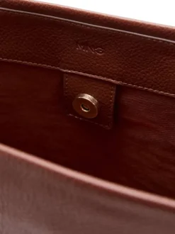 Sac shopping chocolat uni en simili cuir avec 2 grandes anses