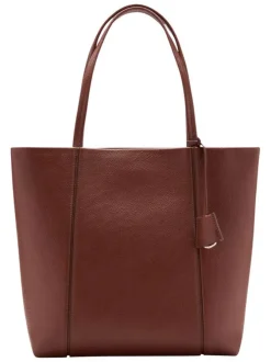 Sac shopping chocolat uni en simili cuir avec 2 grandes anses