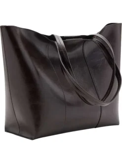 Sac shopping chocolat uni pourvu d'une fermeture avec aimant