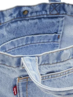 Sac shopping en coton jean's uni avec une fermeture bouton-pression
