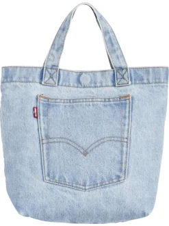 Sac shopping en coton jean's uni avec une fermeture bouton-pression