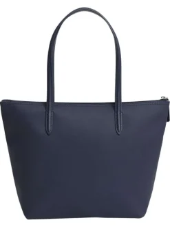 Sac shopping marine pourvu d'une fermeture zippée et du logo de la marque