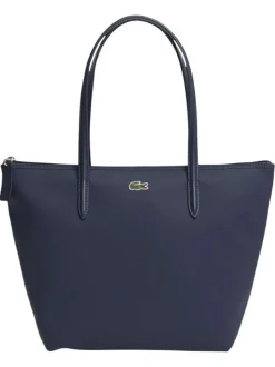 Sac shopping marine pourvu d'une fermeture zippée et du logo de la marque