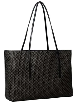 Sac shopping noir avec des motifs monogrammes et muni de deux anses