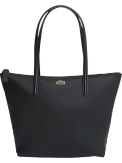 Sac shopping noir pourvu d'une fermeture zippée et du logo de la marque