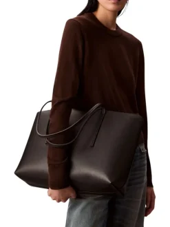 Sac shopping noir uni muni d'une anse et d'une pochette à zip