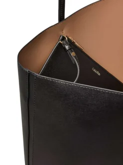 Sac shopping noir uni muni d'une anse et d'une pochette à zip