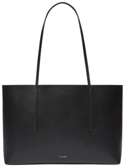 Sac shopping noir uni muni d'une anse et d'une pochette à zip