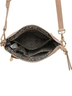 Sac taupe à bandoulière amovible et réglable avec logo de la marque