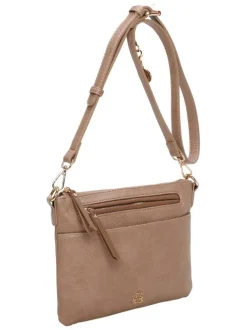 Sac taupe à bandoulière amovible et réglable avec logo de la marque